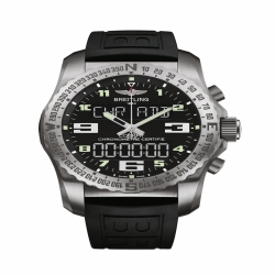Breitling Professional Cockpit B50 Quartz Movement Hour, Minute, Second, 1/100th second, Flyback, Chronograph Lap timer, Flight times, Perpetual, Weeks Indication, CountDown, CountUp Clock, Alarm, UTC Worldtime Mens watch EB5010221B1S1