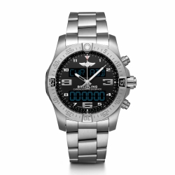 Breitling Professional Exospace B55 Quartz Movement Flyback, Chronograph, Digital Display, Personal Locator Beacon, End of Life Indicator, Countdown Timer, Alarm, Bluetooth, GMT Second Time Zone, Day, Date, Hour, Minute Mens watch EB5510H11B1E1
