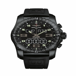 Breitling Professional Cockpit B50 Quartz Movement Hour, Minute, Second, 1/100th second, Flyback, Chronograph Lap timer, Flight times, Perpetual, Weeks Indication, CountDown, CountUp Clock, Alarm, UTC Worldtime Mens watch VB5010221B1S1