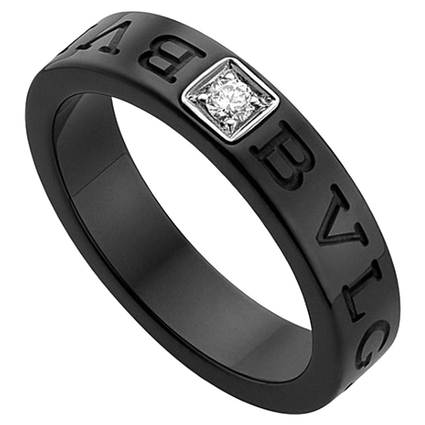 Bulgari Jewelry Bvlgari Bvlgari Black Ceramic Ring with Diamond AN857211