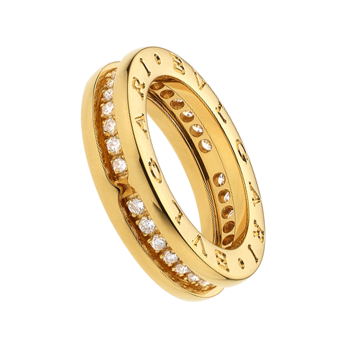 Bulgari B.Zero1 18k Yellow Gold 1 Band Ring with Pave Diamonds AN850561