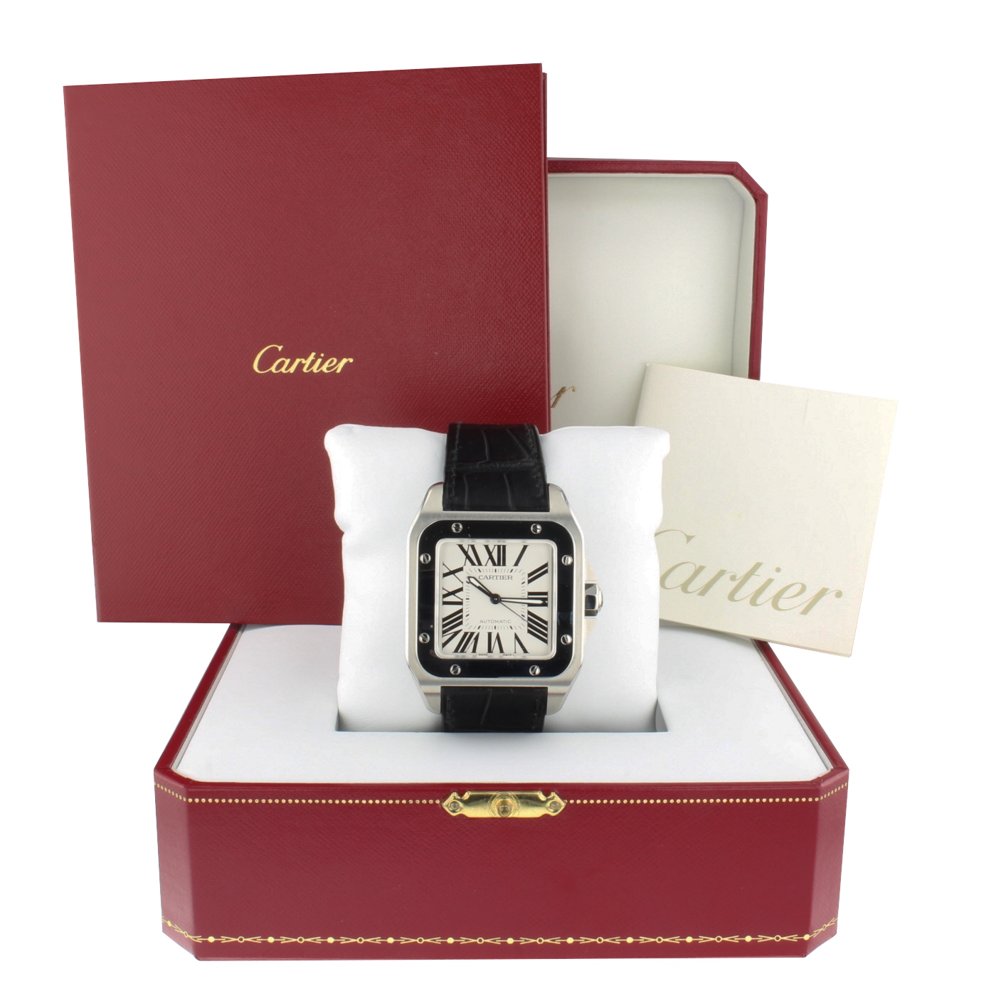 Cartier Santos 100 White Dial Steel 41 
