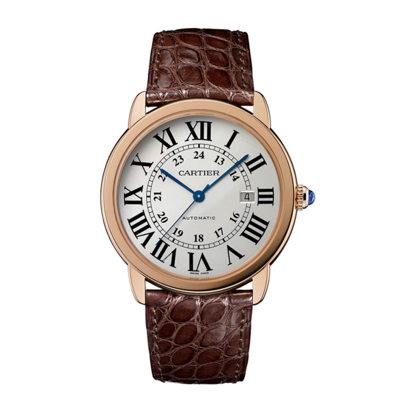 Cartier W6701009 Ronde Solo 18K Rose Gold Automatic Self Winding Silver