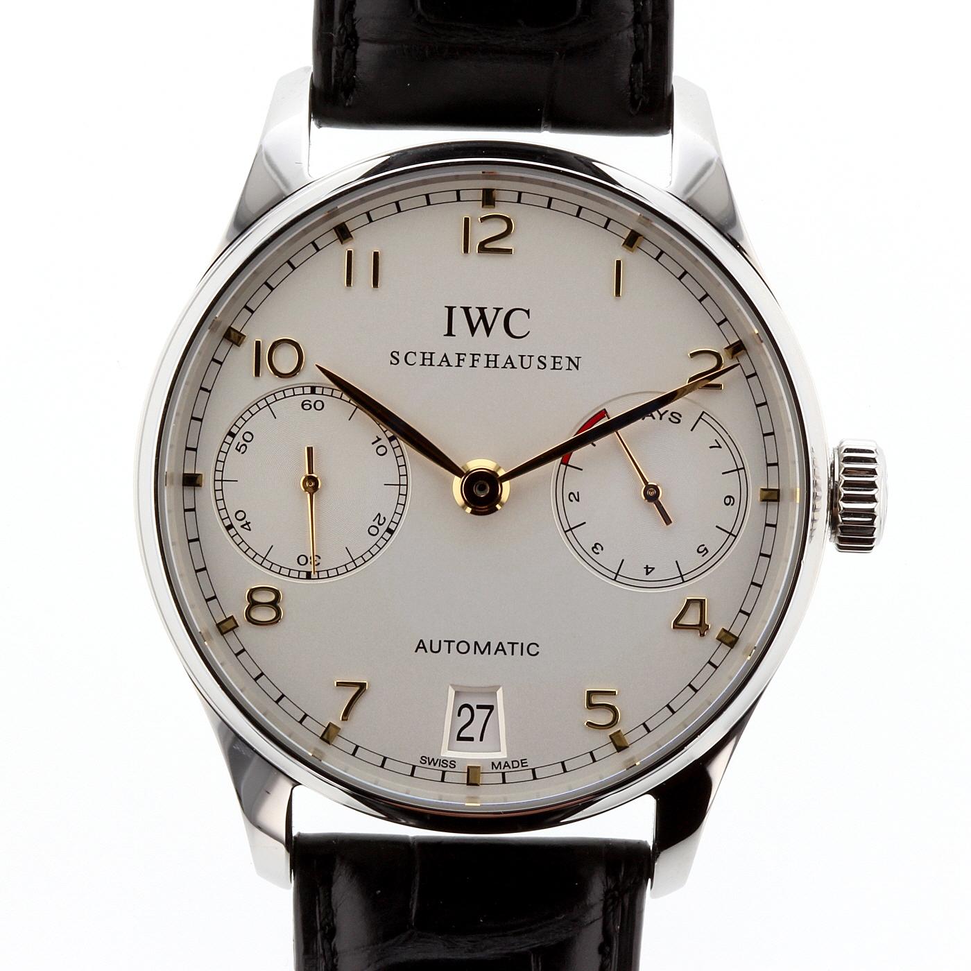 NEW IWC PORTUGUESE Automatic 7 Day Power Reserve Steel Mens Watch IW500114
