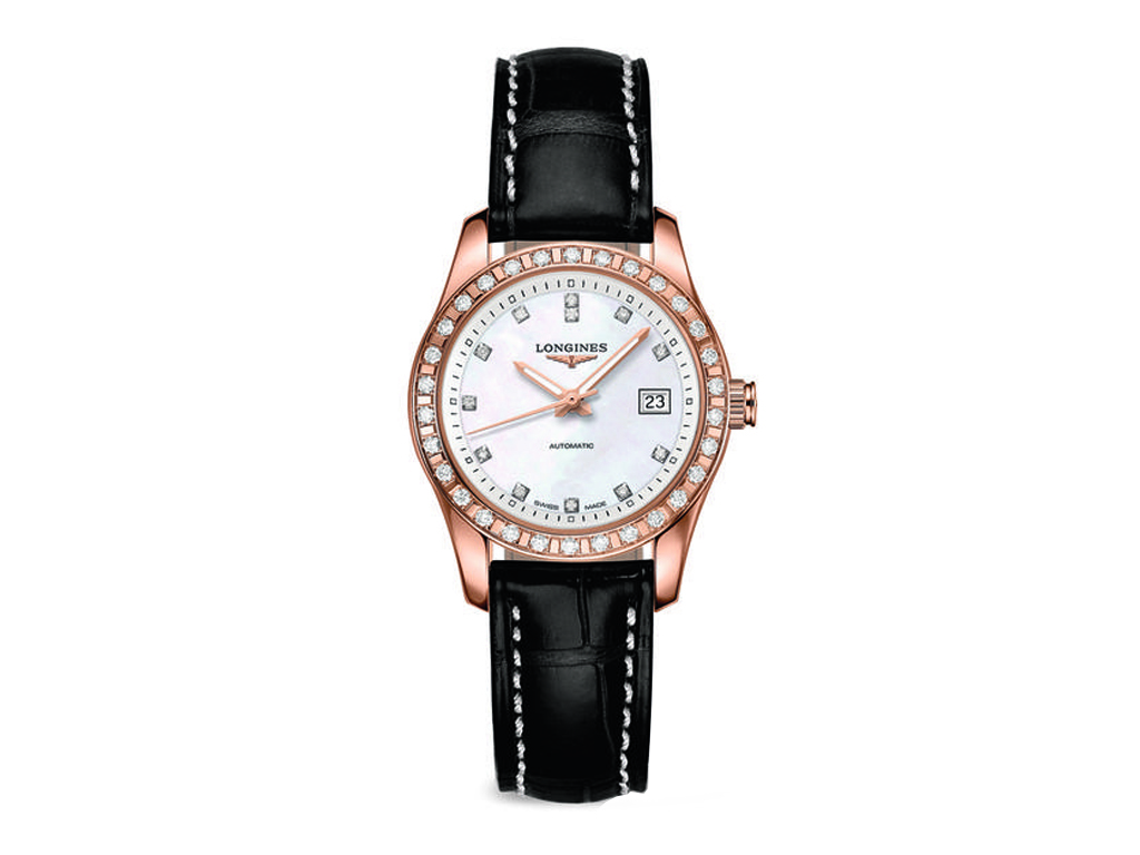 Longines Conquest Classic Self winding mechanical movement beating at 28'800 vibrations per hours and providing 40 hours of power reserve Date Ladies watch L22859873