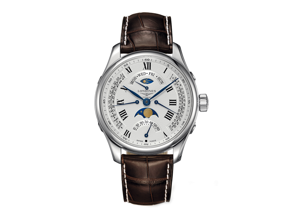 Longines Master Collection Self winding mechanical movement with 4 retrograde functions and moon phase beating at 28'800 vibrations per hours and providing 48 hours of power reserve Date Mens watch L27394713