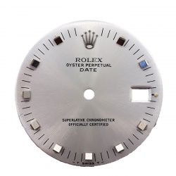 Rolex Dial Mens Date Silver Dial Applied Square Hour Markers 