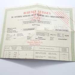 Rolex certificate OFFICIAL CHRONOMETER TEST