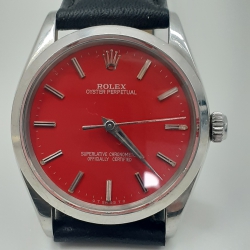 Rolex Mens No Date 34mm CORAL RED DIAL 1002