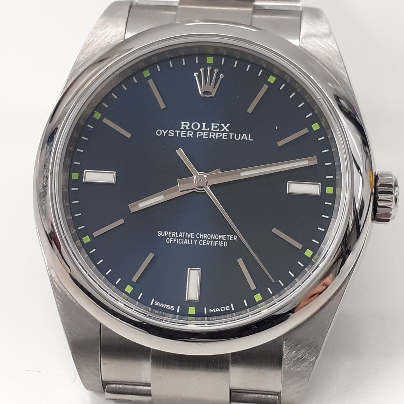 Rolex Oyster Perpetual 39 mm BLUE COLOR DIAL 114300