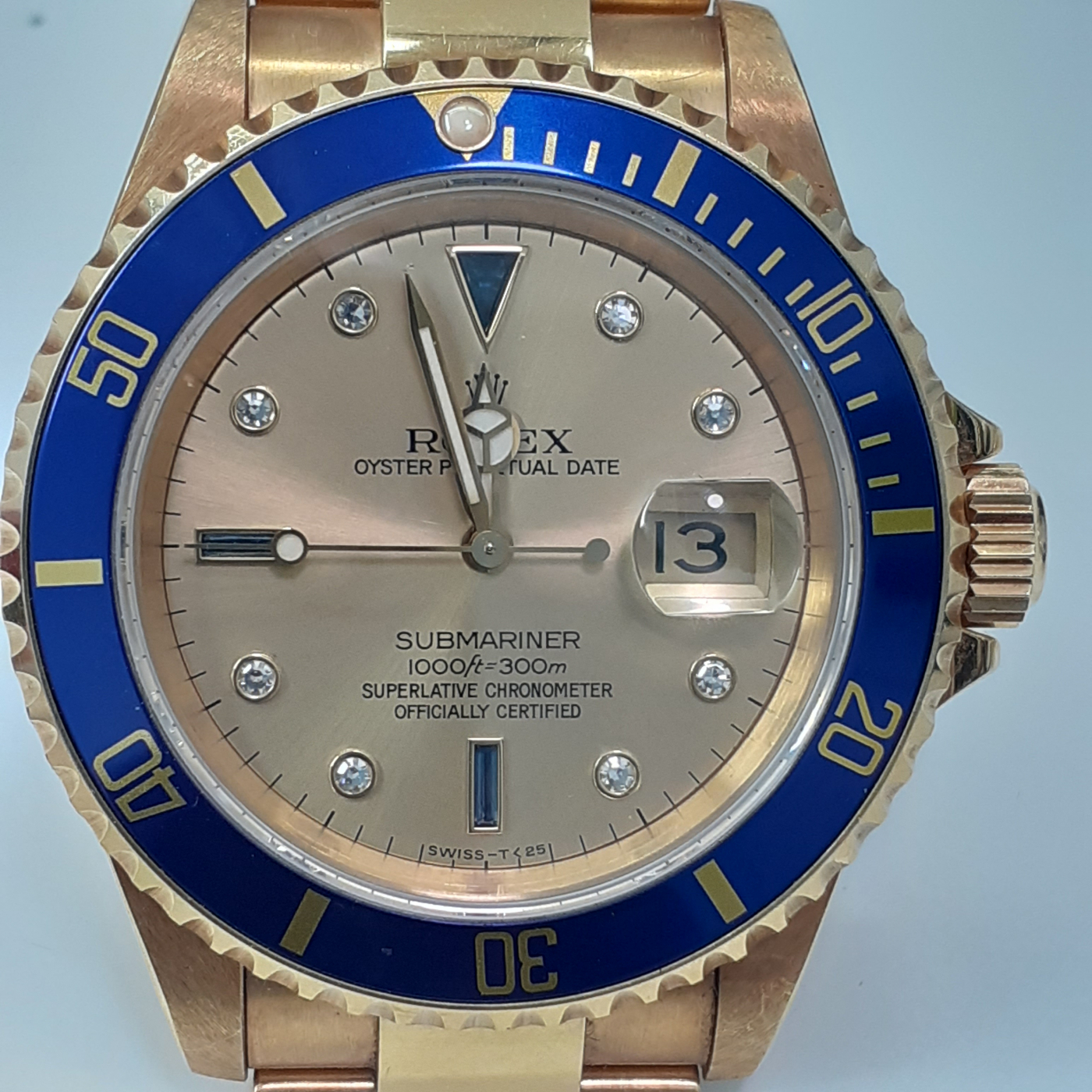 Rolex Submariner Sapphire Crystal NEVER POLISHED Serti Dial 16618