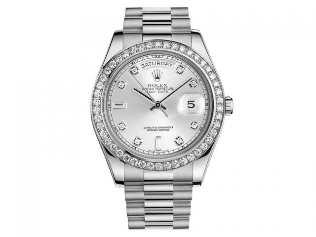 rolex day date white gold with diamonds