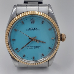 Rolex Mens No Date 34mm Plastic Crystal BLUE TIFFANY DIAL 5500