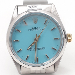Rolex Mens No Date 34mm CUSTOMS TIFFANY DIAL YELLOW GOLD DIAL MARKERS HANDS CROWN 5500