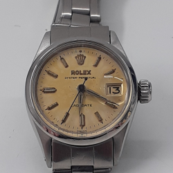 Rolex Oyster Perpetual Ladies Date PLASTIC CRYSTAL VINTAGE TROPICAL LADYDATE VERY RARE COLLECTABLE 6516