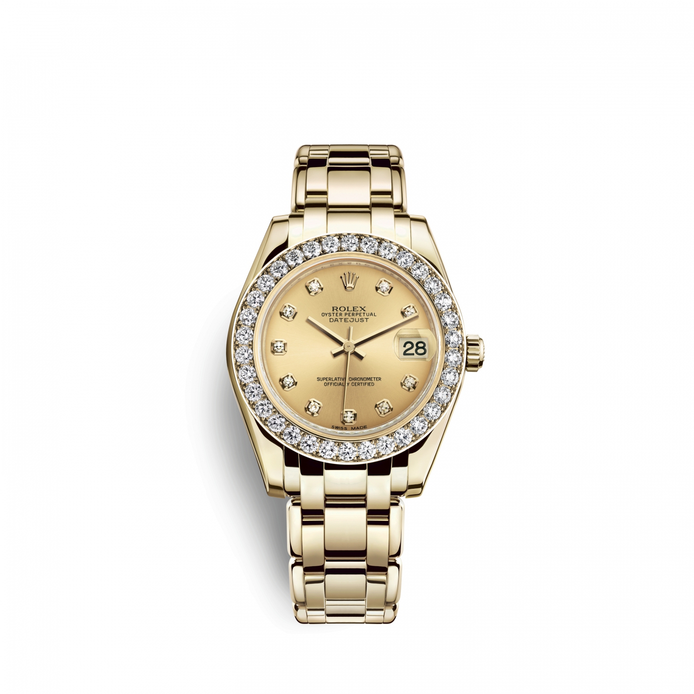 Rolex Pearlmaster 34 Champagne Dial 18k Yellow Gold 34 mm 81298-0005 ...