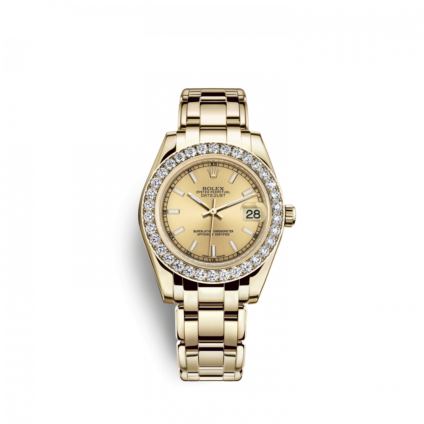 Rolex Pearlmaster 34 Champagne Dial 18k Yellow Gold 34 mm 81298-0055 ...