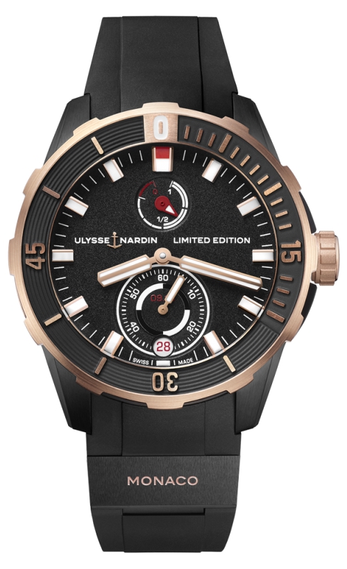 Ulysse Nardin Diver Chronometer Automatic Self Wind Date, Power Reserve Indicator, Hours, Minutes, and Seconds Mens watch 1185170LE3/BLACKMON
